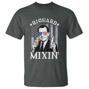 Funny 4th of July T Shirt Richard Mixin Patriotic Nixon Bartender American Flag TS10 Dark Heather Print Your Wear