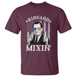 Funny 4th of July T Shirt Richard Mixin Patriotic Nixon Bartender American Flag TS10 Maroon Print Your Wear