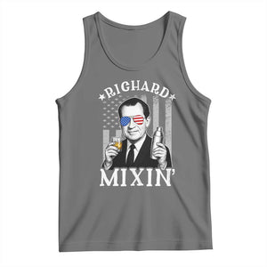 Funny 4th of July Tank Top Richard Mixin Patriotic Nixon Bartender American Flag TS10 Black Heather Print Your Wear