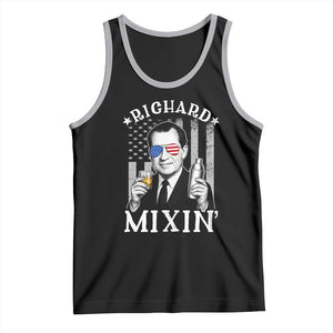 Funny 4th of July Tank Top Richard Mixin Patriotic Nixon Bartender American Flag TS10 Black Athletic Heather Print Your Wear
