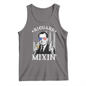 Funny 4th of July Tank Top Richard Mixin Patriotic Nixon Bartender American Flag TS10 Deep Heather Print Your Wear