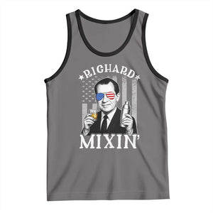 Funny 4th of July Tank Top Richard Mixin Patriotic Nixon Bartender American Flag TS10 Deep Heather Black Print Your Wear