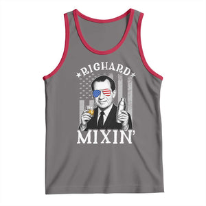 Funny 4th of July Tank Top Richard Mixin Patriotic Nixon Bartender American Flag TS10 Deep Heather Red Print Your Wear