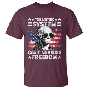 Funny 4th of July The Metric System Can't Measure Freedom T Shirt George Washington American Flag TS10 Maroon Print Your Wear