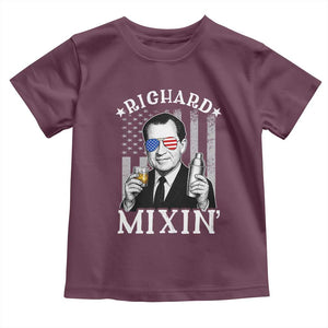 Funny 4th of July Toddler T Shirt Richard Mixin Patriotic Nixon Bartender American Flag TS10 Maroon Print Your Wear