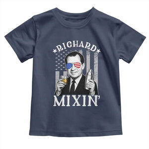 Funny 4th of July Toddler T Shirt Richard Mixin Patriotic Nixon Bartender American Flag TS10 Navy Print Your Wear