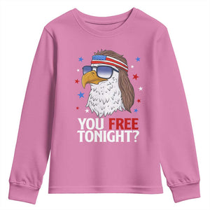 Funny 4th of July Youth Sweatshirt Patriotic Bald Eagle You Free Tonight TS10 Azalea Print Your Wear