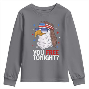 Funny 4th of July Youth Sweatshirt Patriotic Bald Eagle You Free Tonight TS10 Charcoal Print Your Wear