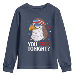 Funny 4th of July Youth Sweatshirt Patriotic Bald Eagle You Free Tonight TS10 Navy Print Your Wear