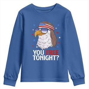 Funny 4th of July Youth Sweatshirt Patriotic Bald Eagle You Free Tonight TS10 Royal Blue Print Your Wear