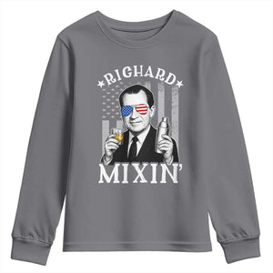 Funny 4th of July Youth Sweatshirt Richard Mixin Patriotic Nixon Bartender American Flag TS10 Charcoal Print Your Wear