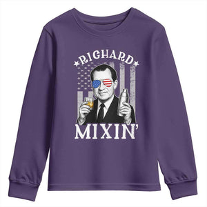 Funny 4th of July Youth Sweatshirt Richard Mixin Patriotic Nixon Bartender American Flag TS10 Purple Print Your Wear