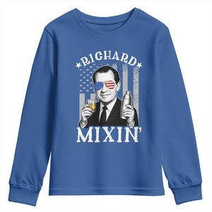 Funny 4th of July Youth Sweatshirt Richard Mixin Patriotic Nixon Bartender American Flag TS10 Royal Blue Print Your Wear