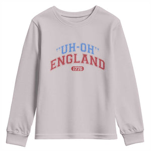 Funny 4th of July Youth Sweatshirt Uh Oh England 1776 TS10 Ice Gray Print Your Wear
