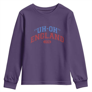Funny 4th of July Youth Sweatshirt Uh Oh England 1776 TS10 Purple Print Your Wear