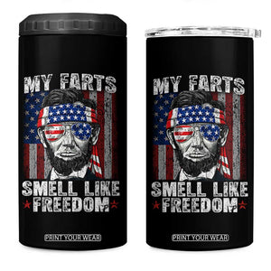 Funny Abe Lincoln 4th Of July 4 in 1 Can Cooler Tumbler My Farts Smell Like Freedom American Flag TS10 One Size: 16 oz Black Print Your Wear