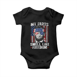 Funny Abe Lincoln 4th Of July Baby Onesie My Farts Smell Like Freedom American Flag TS10 Black Print Your Wear