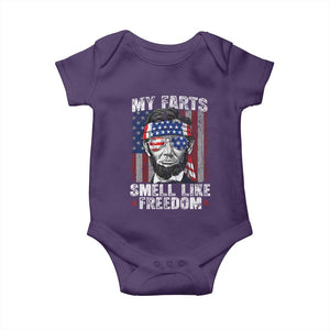 Funny Abe Lincoln 4th Of July Baby Onesie My Farts Smell Like Freedom American Flag TS10 Purple Print Your Wear