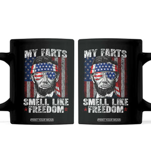 Funny Abe Lincoln 4th Of July Coffee Mug My Farts Smell Like Freedom American Flag TS10 Black Print Your Wear