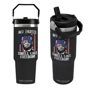 Funny Abe Lincoln 4th Of July Flip Straw Tumbler My Farts Smell Like Freedom American Flag TS10 One Size: 30 oz Black Print Your Wear