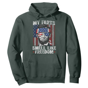 Funny Abe Lincoln 4th Of July Hoodie My Farts Smell Like Freedom American Flag TS10 Dark Forest Green Print Your Wear