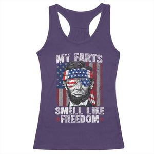Funny Abe Lincoln 4th Of July Racerback Tank Top My Farts Smell Like Freedom American Flag TS10 Purple Print Your Wear