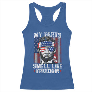 Funny Abe Lincoln 4th Of July Racerback Tank Top My Farts Smell Like Freedom American Flag TS10 Royal Blue Print Your Wear