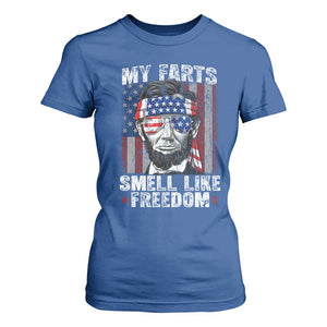 Funny Abe Lincoln 4th Of July T Shirt For Women My Farts Smell Like Freedom American Flag TS10 Royal Blue Print Your Wear