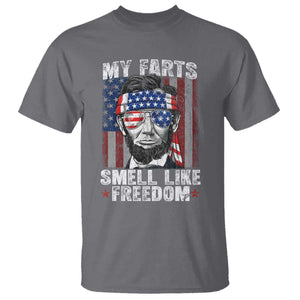 Funny Abe Lincoln 4th Of July T Shirt My Farts Smell Like Freedom American Flag TS10 Charcoal Print Your Wear