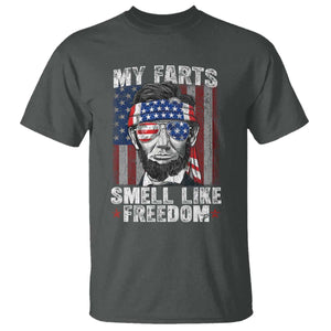 Funny Abe Lincoln 4th Of July T Shirt My Farts Smell Like Freedom American Flag TS10 Dark Heather Print Your Wear