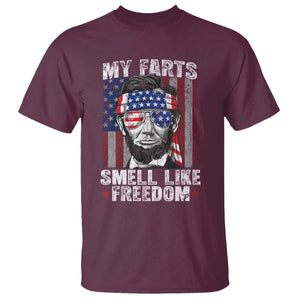 Funny Abe Lincoln 4th Of July T Shirt My Farts Smell Like Freedom American Flag TS10 Maroon Print Your Wear