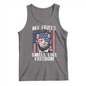 Funny Abe Lincoln 4th Of July Tank Top My Farts Smell Like Freedom American Flag TS10 Deep Heather Print Your Wear