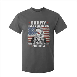 Funny Abraham Lincoln 4th Of July T Shirt For Kid Sorry Cant Hear You Sound Of My Freedom American Flag TS10 Dark Heather Print Your Wear