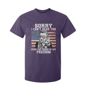 Funny Abraham Lincoln 4th Of July T Shirt For Kid Sorry Cant Hear You Sound Of My Freedom American Flag TS10 Purple Print Your Wear
