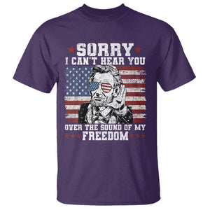 Funny Abraham Lincoln 4th Of July T Shirt Sorry Cant Hear You Sound Of My Freedom American Flag TS10 Purple Print Your Wear