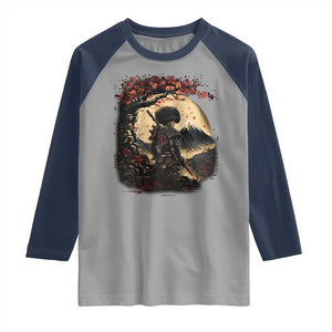 Funny African America Samurai Raglan Shirt Japanese Art Black Warrior Sakura TS11 Sport Gray Navy Print Your Wear