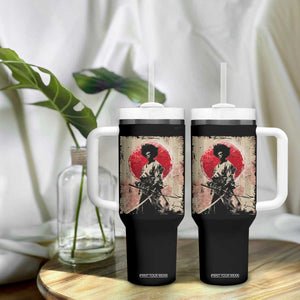 Funny African America Samurai Tumbler With Handle Japanese Art Black Warrior Fighter TS11 Print Your Wear