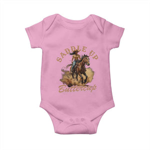 Funny African American Cowgirl Baby Onesie Saddle Up Buttercup Southern Western TS11 Light Pink Print Your Wear
