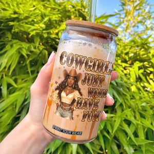 Funny African American Cowgirl Glass Can Cowgirls Just Wanna Have Fun Western TS11 Print Your Wear