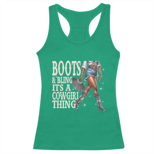 Funny African American Cowgirl Racerback Tank Top Boots And Bling It's A Cowgirl Thing TS11 Irish Green Print Your Wear