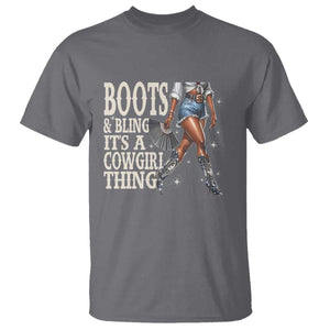 Funny African American Cowgirl T Shirt Boots And Bling It's A Cowgirl Thing TS11 Charcoal Print Your Wear