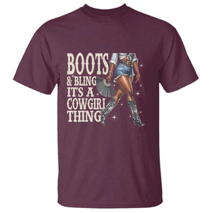 Funny African American Cowgirl T Shirt Boots And Bling It's A Cowgirl Thing TS11 Maroon Print Your Wear