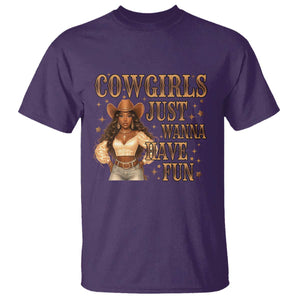 Funny African American Cowgirl T Shirt Cowgirls Just Wanna Have Fun Western TS11 Purple Print Your Wear