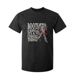 Funny African American Cowgirl T Shirt For Kid Boots And Bling It's A Cowgirl Thing TS11 Black Print Your Wear
