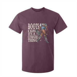 Funny African American Cowgirl T Shirt For Kid Boots And Bling It's A Cowgirl Thing TS11 Maroon Print Your Wear