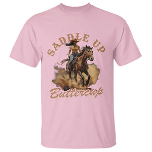 Funny African American Cowgirl T Shirt Saddle Up Buttercup Southern Western TS11 Light Pink Print Your Wear