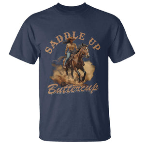 Funny African American Cowgirl T Shirt Saddle Up Buttercup Southern Western TS11 Navy Print Your Wear