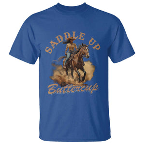 Funny African American Cowgirl T Shirt Saddle Up Buttercup Southern Western TS11 Royal Blue Print Your Wear