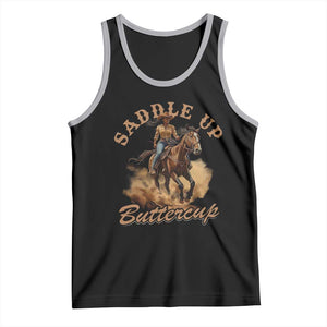 Funny African American Cowgirl Tank Top Saddle Up Buttercup Southern Western TS11 Black Athletic Heather Print Your Wear