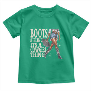 Funny African American Cowgirl Toddler T Shirt Boots And Bling It's A Cowgirl Thing TS11 Irish Green Print Your Wear